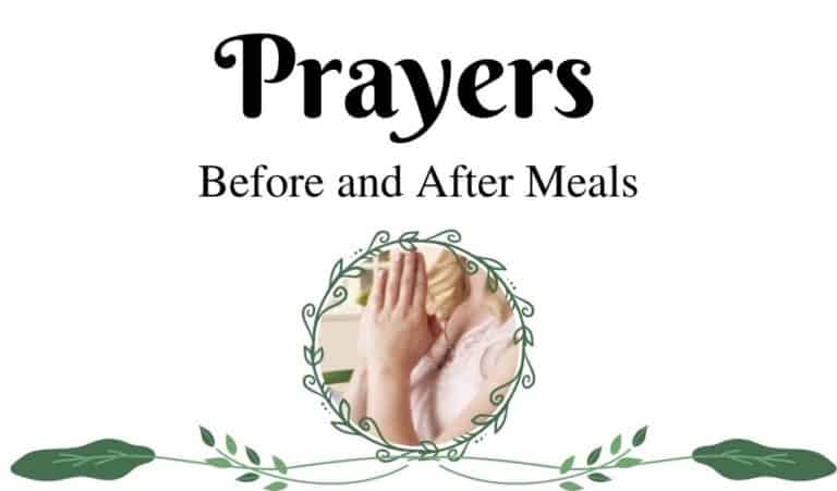 Prayer hands with text overlay Prayers before and after meals