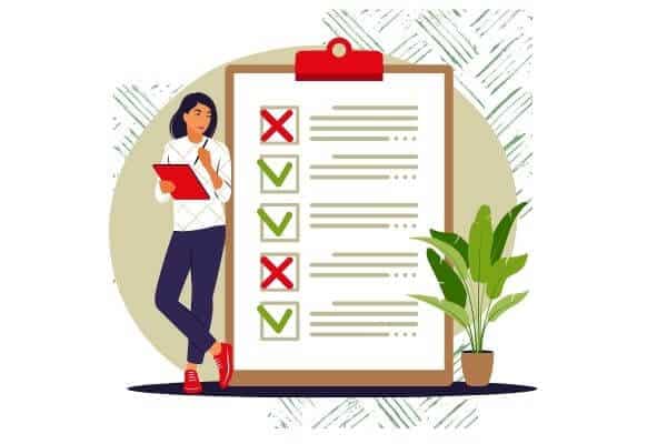 A graphic of a woman and a big clipboard with a to do list