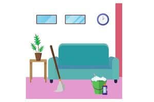 A graphic of a uncluttered living room
