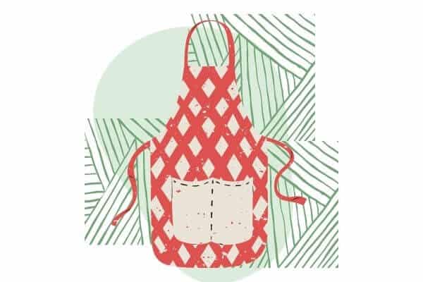 A graphic of a red apron