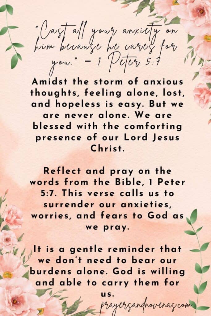 A short Devotional for Anxiety with a floral border