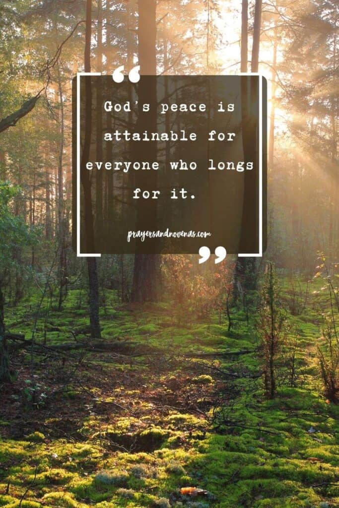 How do I give my worries to God? God will grant peace to anyone who seeks Him. There is a forest behind the words